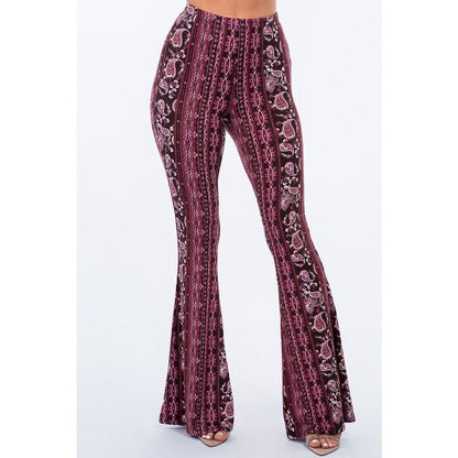 Magenta Paisley Flare Pants