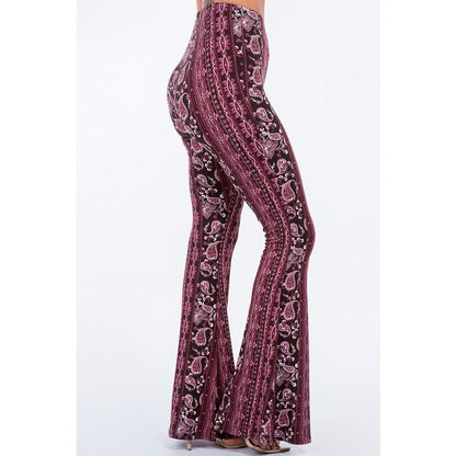 Magenta Paisley Flare Pants