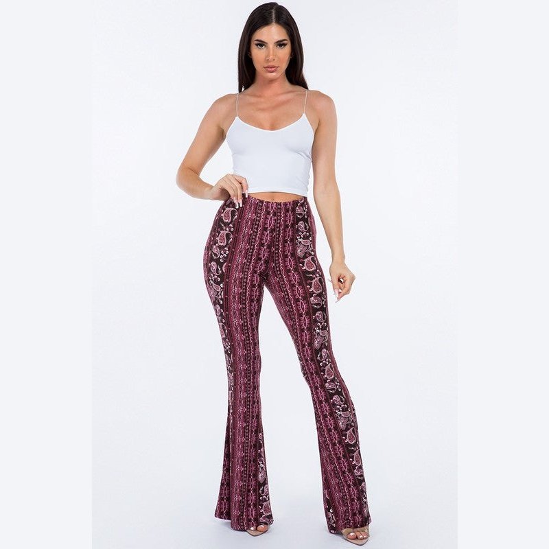 Magenta Paisley Flare Pants