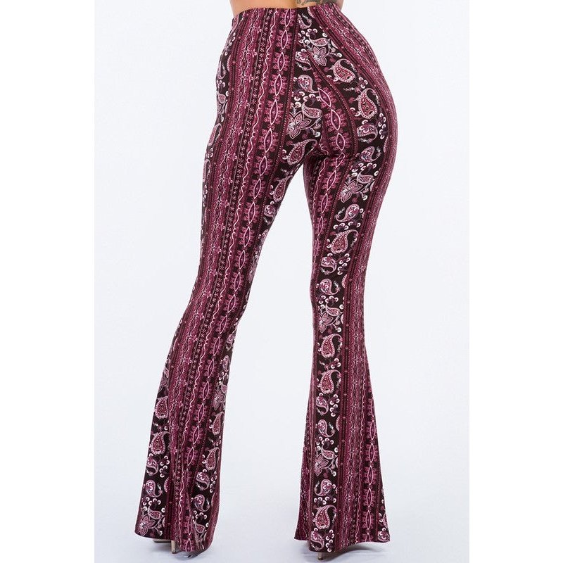 Magenta Paisley Flare Pants