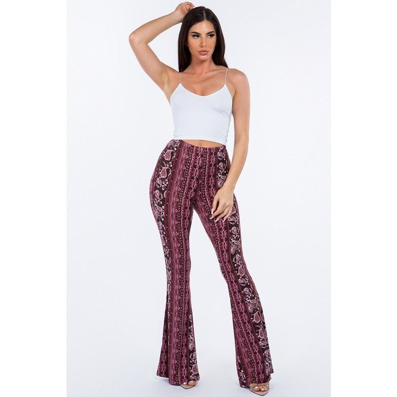 Magenta Paisley Flare Pants