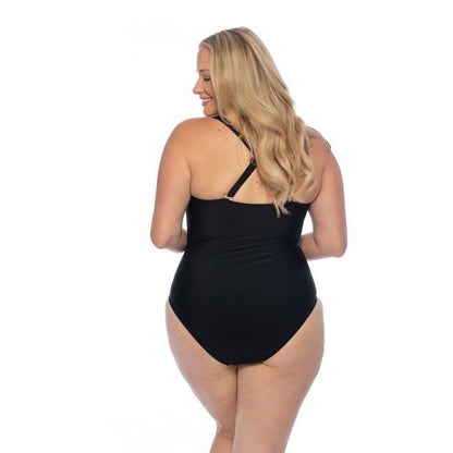 Black Rouched One Piece Swimsuit