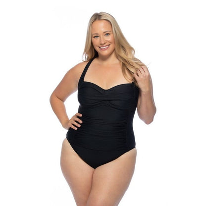 Black Rouched One Piece Swimsuit