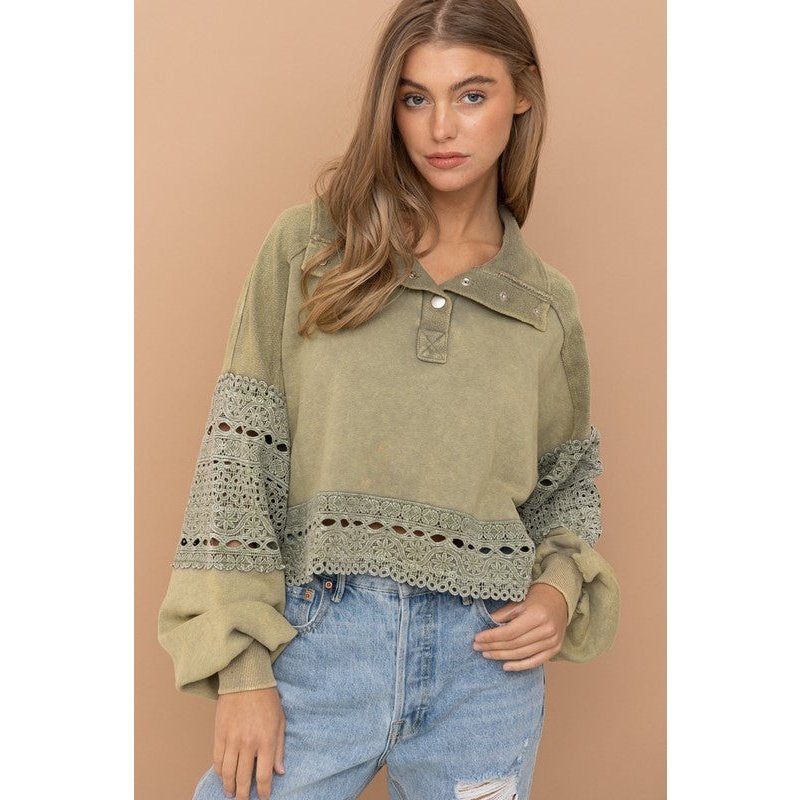 Jackie Washed Lace Terry Pullover