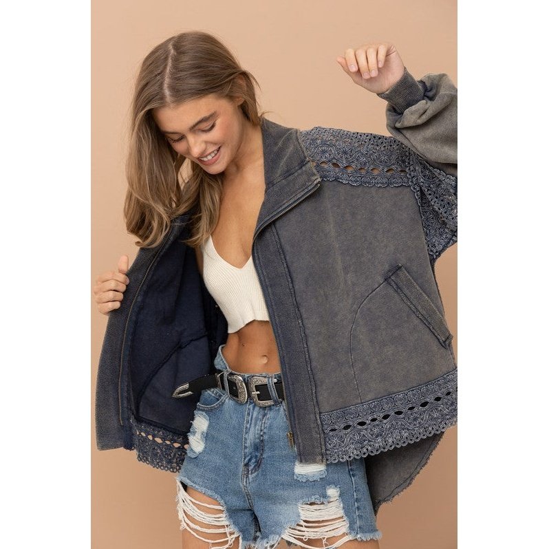 Faded French Terry Lace Jacket