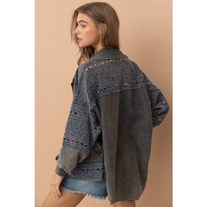 Faded French Terry Lace Jacket