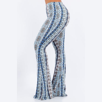 Sky Filigree Flare Pants