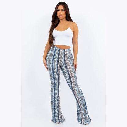 Sky Filigree Flare Pants