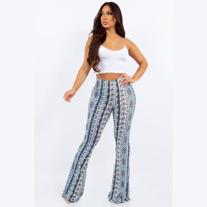 Sky Filigree Flare Pants