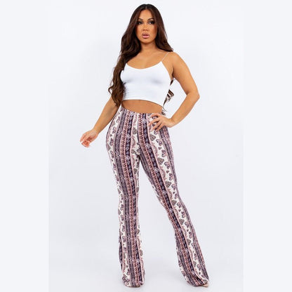 Pink and Lavender Paisley Flare Pants