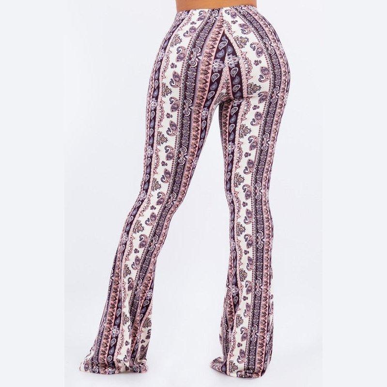 Pink and Lavender Paisley Flare Pants