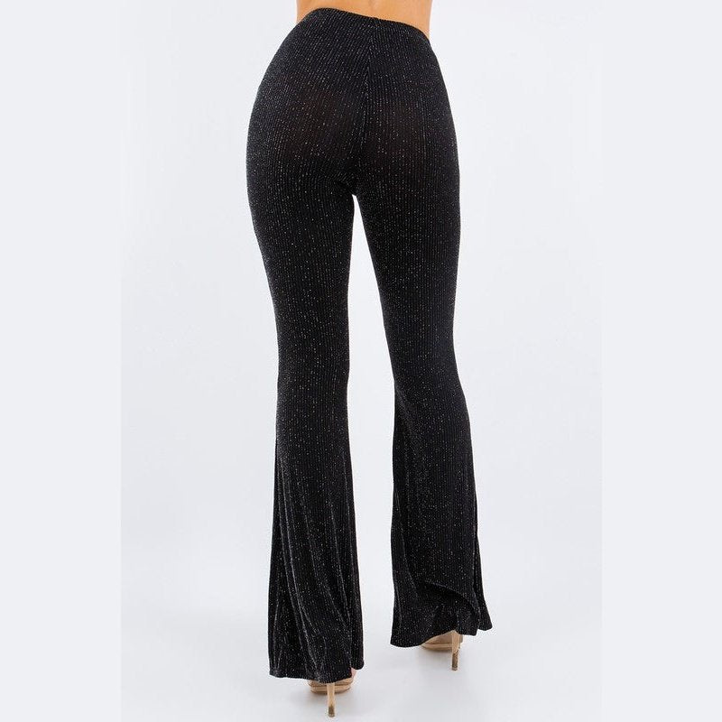 Black Sparkle Flare Pants