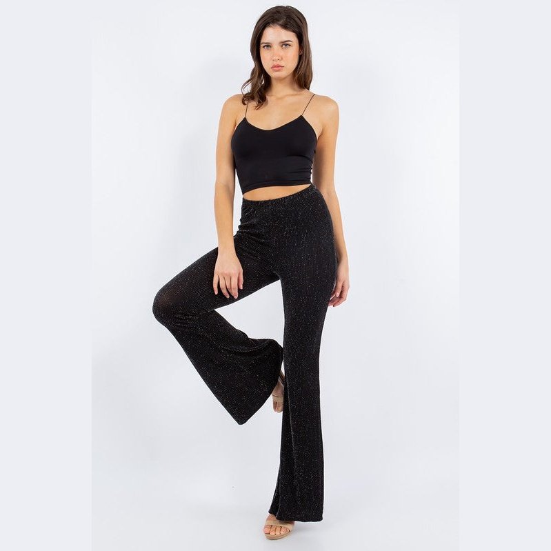 Black Sparkle Flare Pants