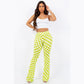 Neon Lime Checker Flare Pants