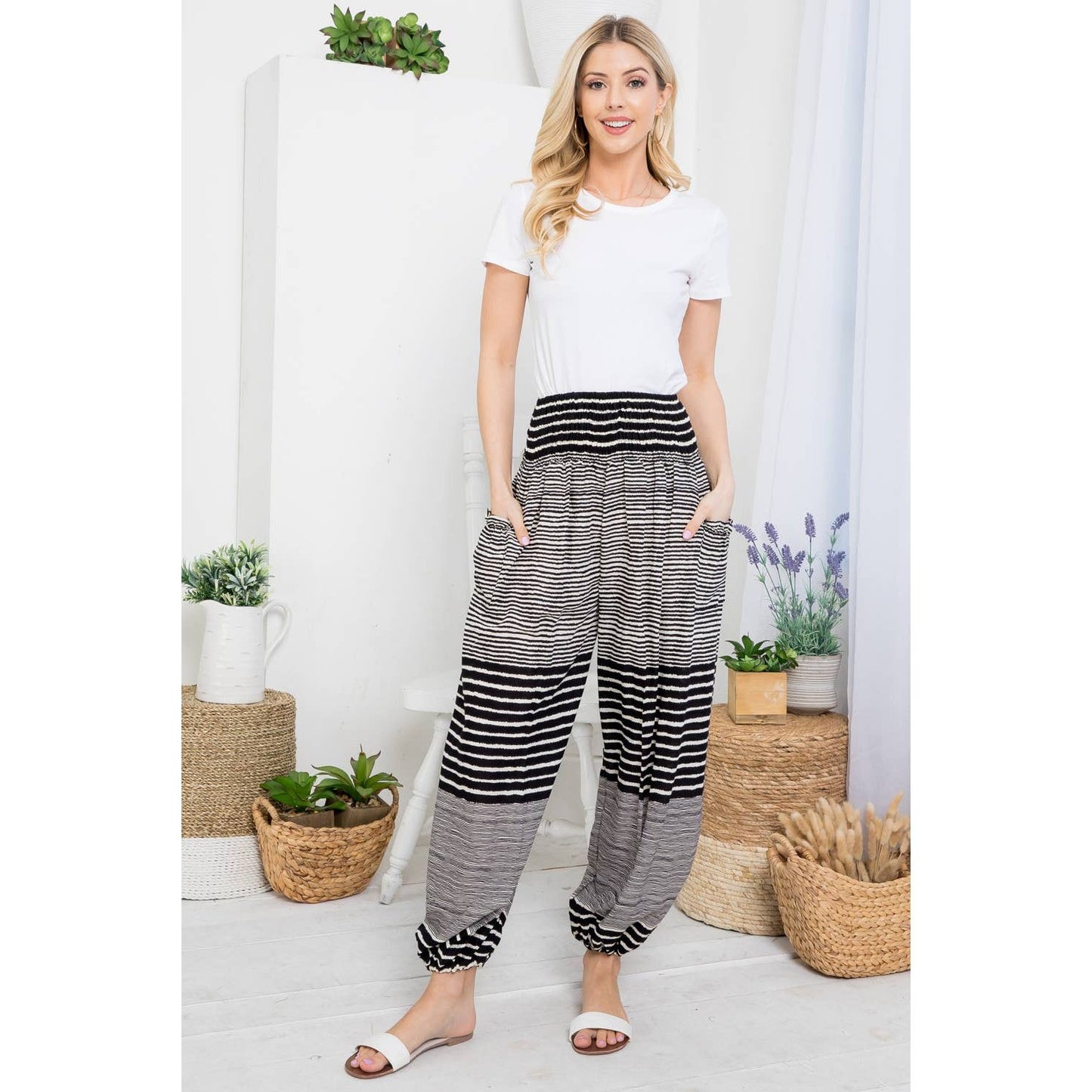 Stripes Smocked Pants