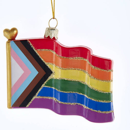 Noble Gems™ Glass Progress Pride Flag Ornament