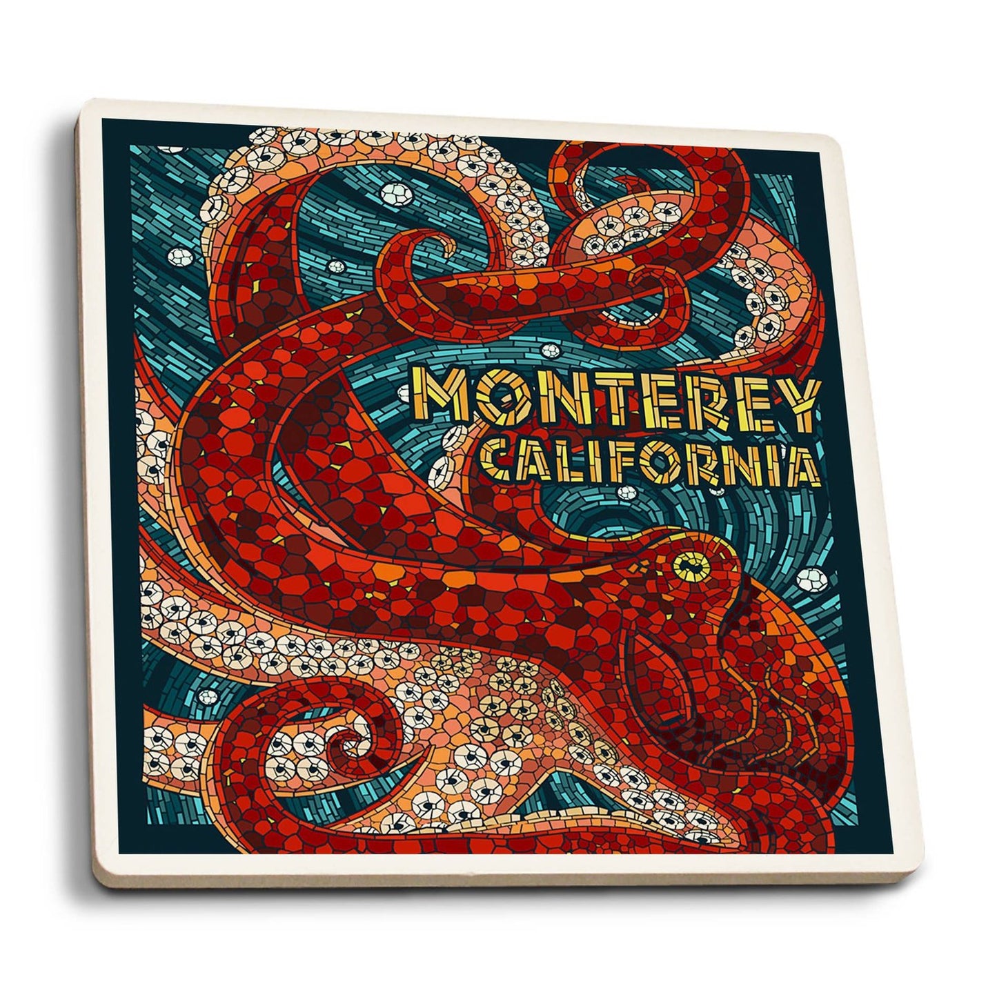 Ceramic Coaster Monterey, California, Octopus, Mosaic 104164
