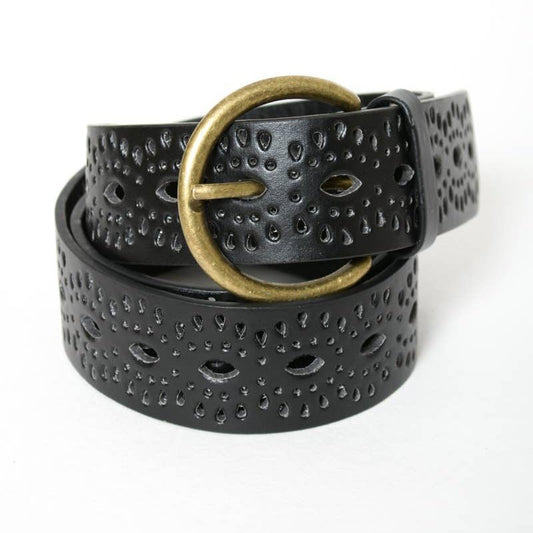 Eyelet Bohemian Belt - Black