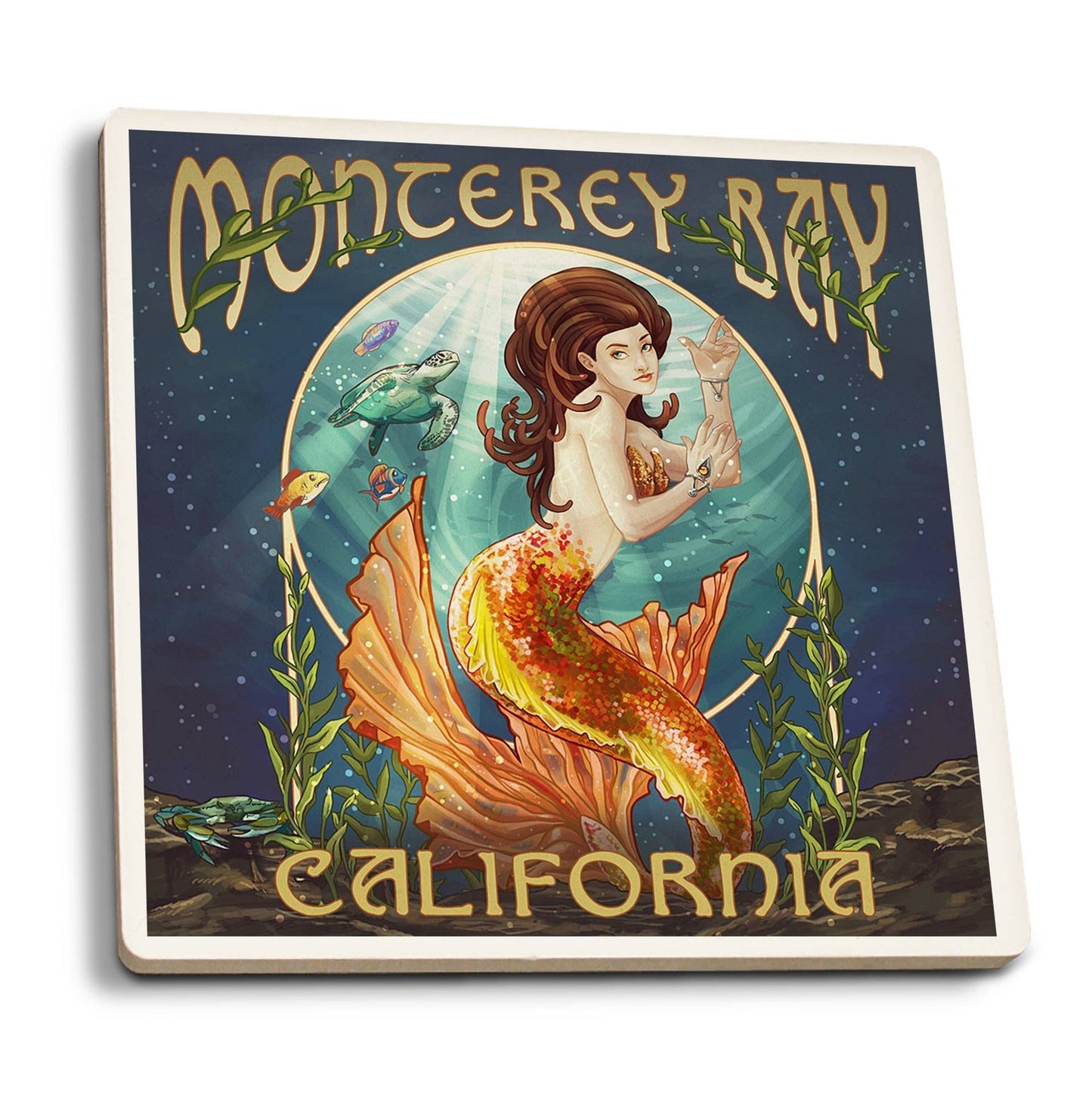 Ceramic Coaster Monterey Bay, California, Mermaid 52703