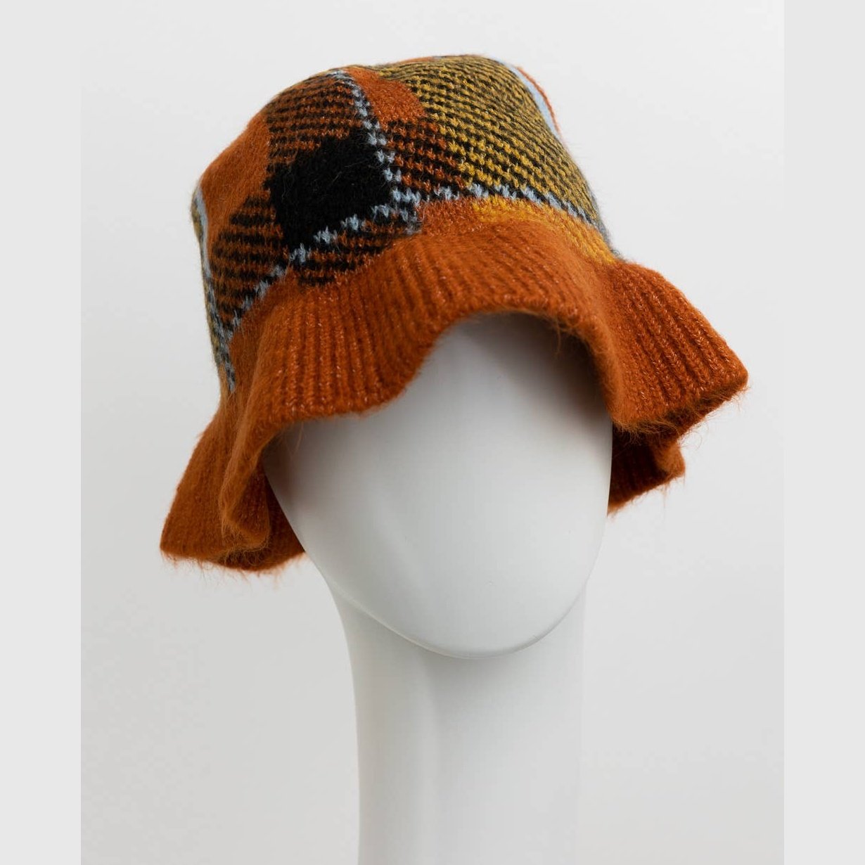 Plaid Patterned Bucket Hat Style Beanie