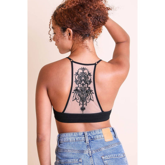 Tattoo Mesh Racerback Bralette