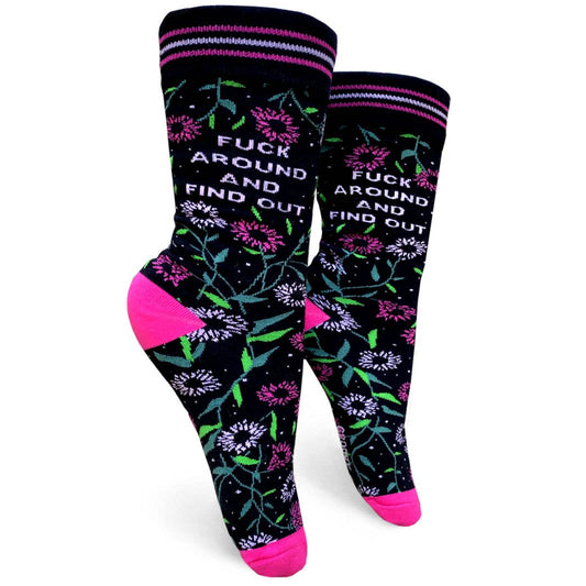 Fuck Around and Find Out Womens Crew Socks - The Feral Market