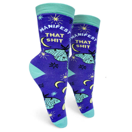 Manifest That Shit Womens Crew Socks