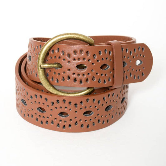 Eyelet Bohemian Belt - Camel