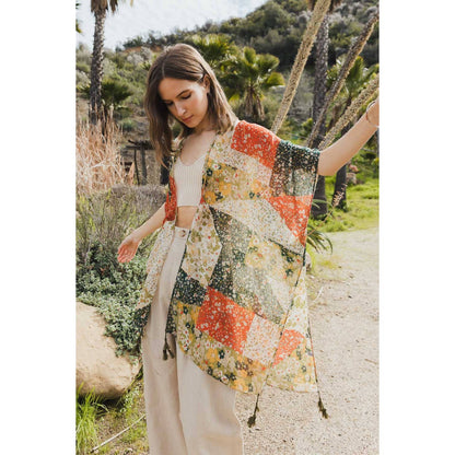 Allover Floral Print Kimono