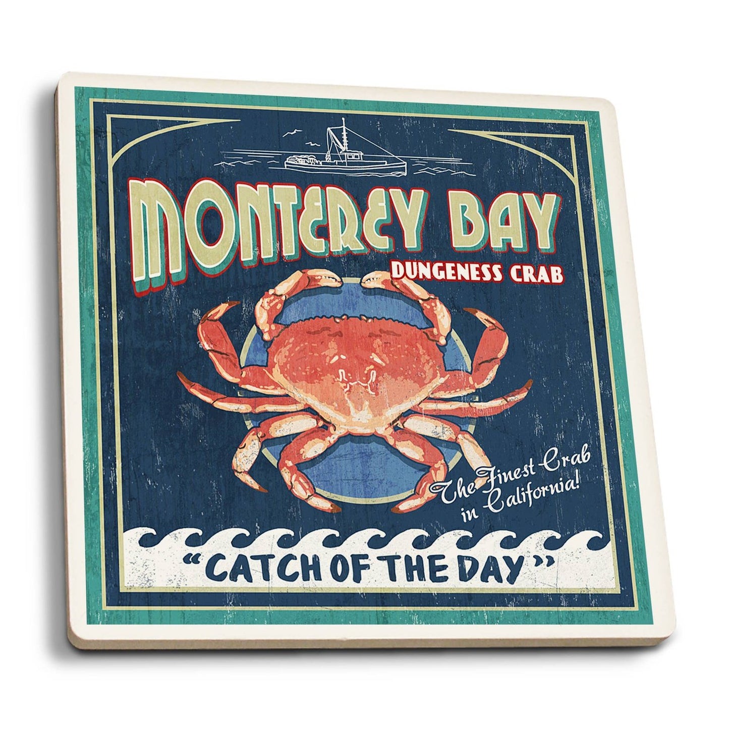 Ceramic Coaster Monterey Bay, California, Dungeness Crab,…
