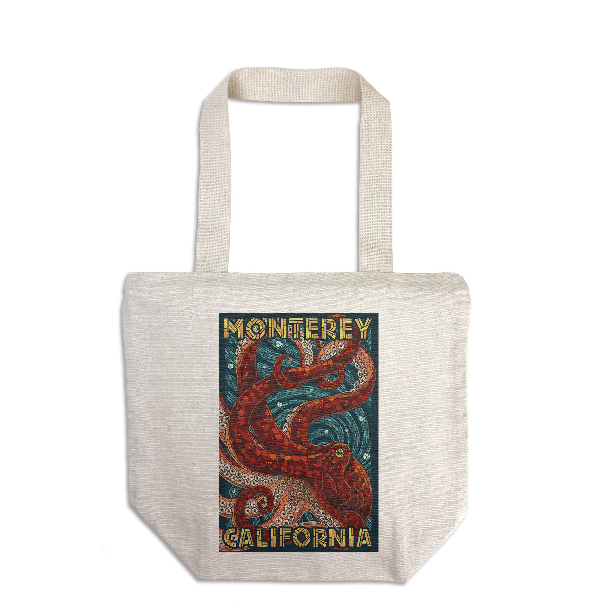 ORGANIC TOTE BAG Monterey, California, Octopus, Mosaic
