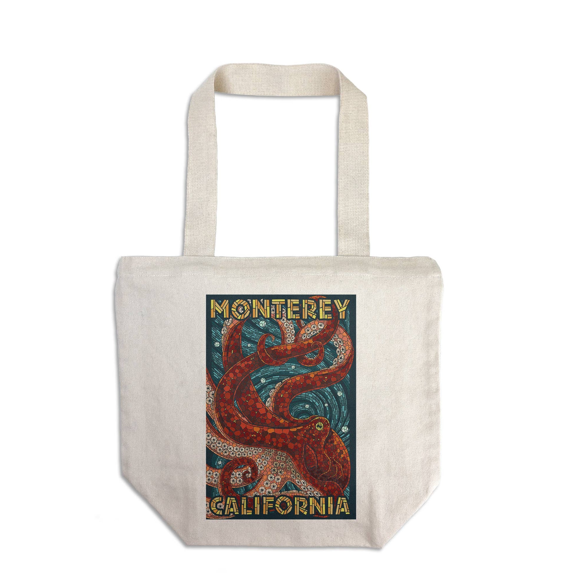 ORGANIC TOTE BAG Monterey, California, Octopus, Mosaic - The Feral Market