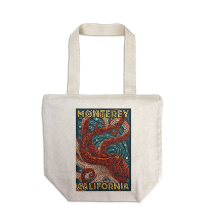 ORGANIC TOTE BAG Monterey, California, Octopus, Mosaic - The Feral Market