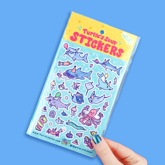 Underwater Party Ocean Critters Summer Vinyl Sticker Sheet - The Feral Market