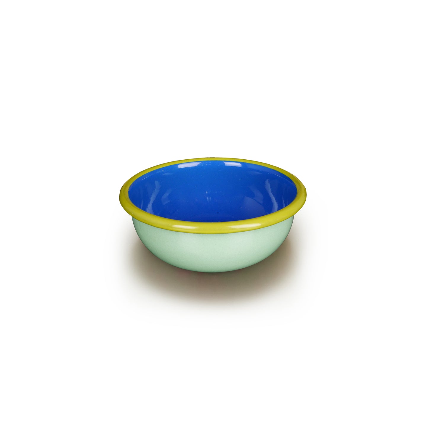 Colorama Bowl 5.25" Mint and Electric Blue with Chartreuse Rim