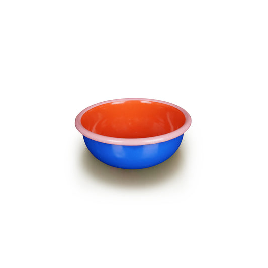 Colorama Bowl 5.25" Electric Blue and Coral with Soft Pink Rim