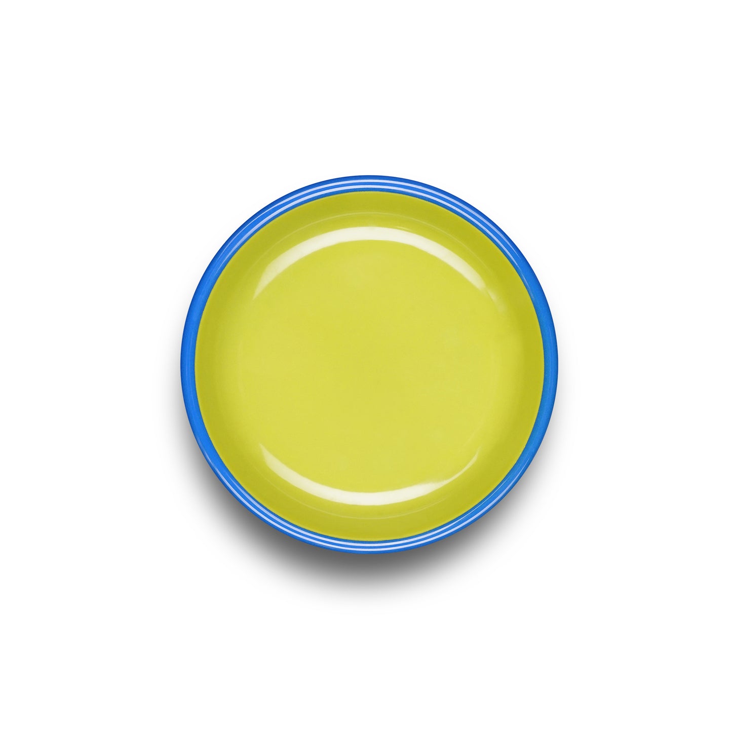 Colorama Small Plate 8" Chartreuse with Electric Blue Rim