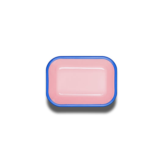Colorama Small Baking Dish Soft Pink with Electric Blue Rim