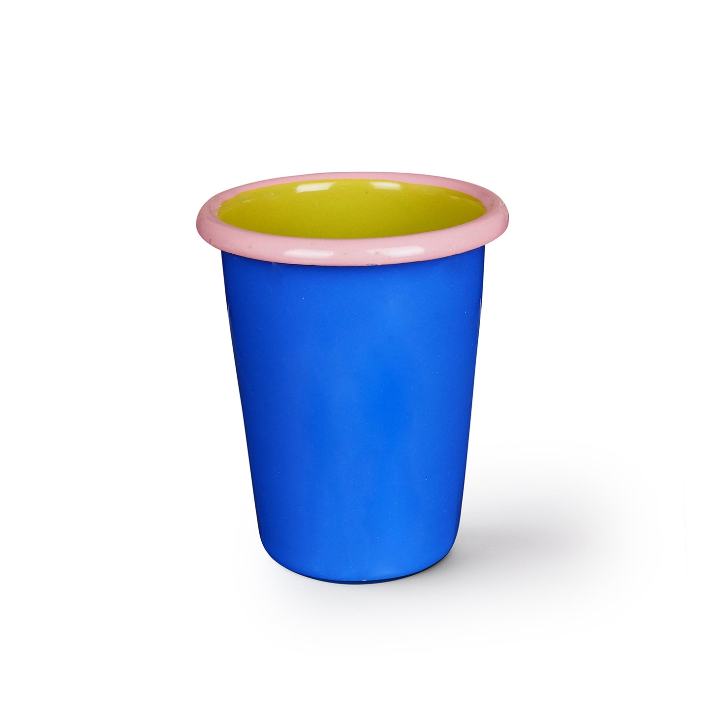 Colorama Small Tumbler Electric Blue and Chartreuse with Soft Pink Rim