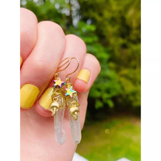 Quartz Mushroom Charm Earrings - The Feral Market
