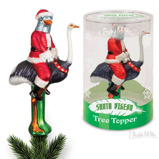TREE TOPPER - SANTA PIGEON GLASS