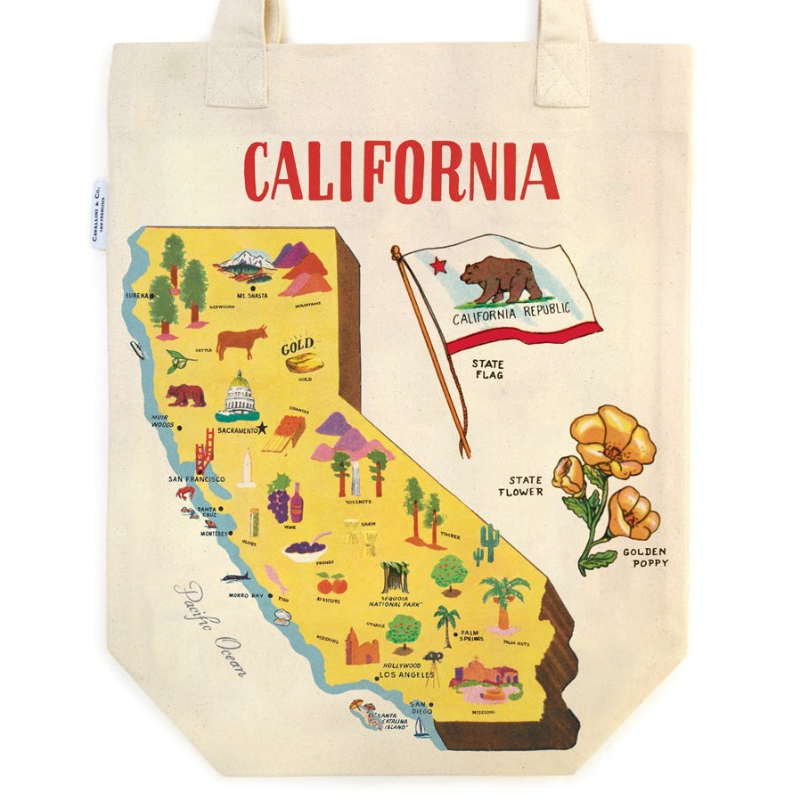 Vintage Tote - California Map