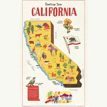 California Map Tea Towel