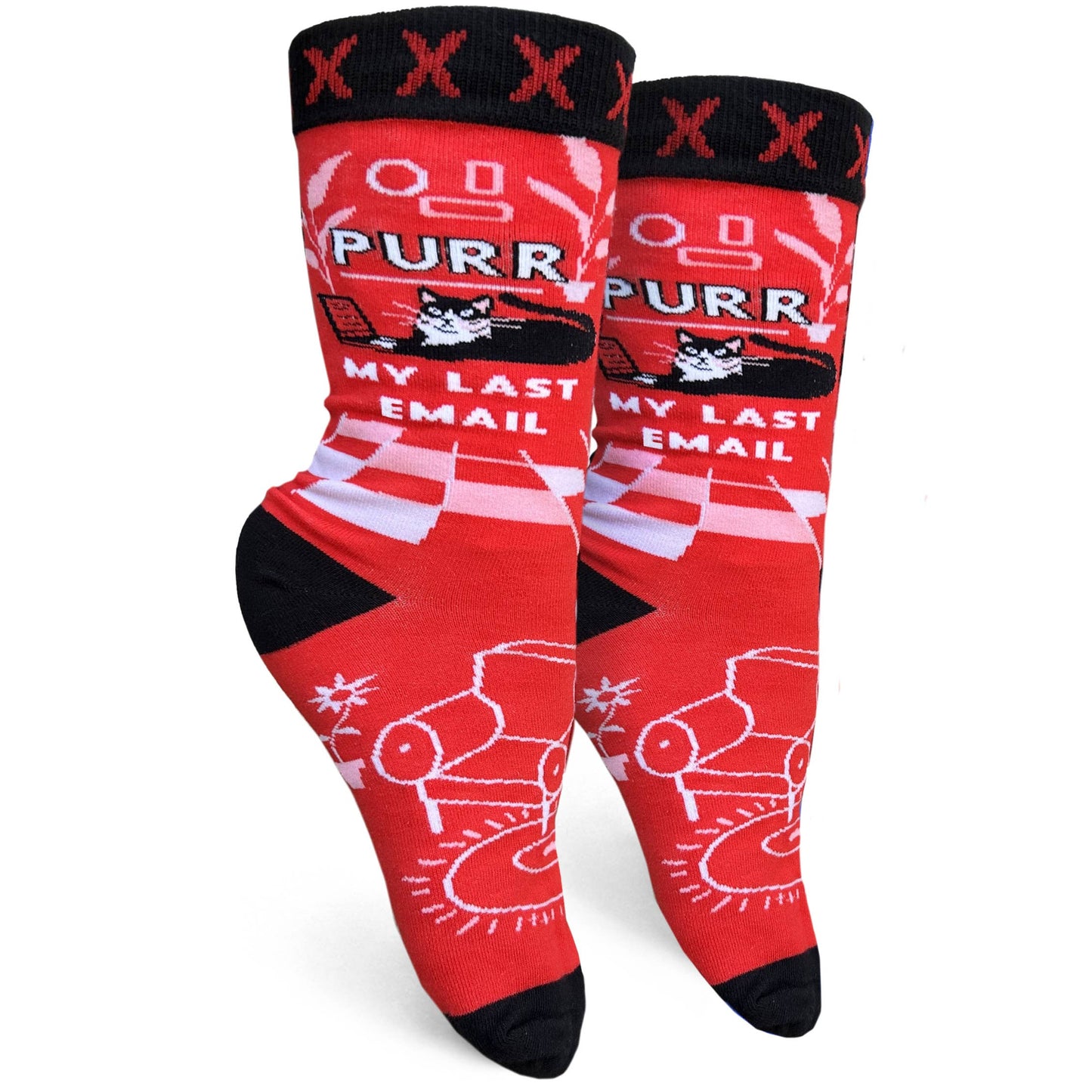 Purr My Last Email Womens Crew Socks