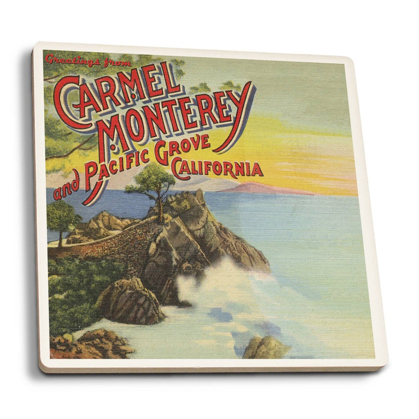 Ceramic Coaster Monterey, California, Greetings From Carm…
