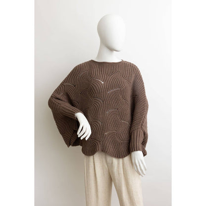 Ribbed Knit Pattern Poncho