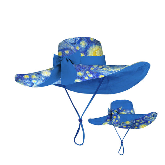 Reversible Sun & Rain Hat - van Gogh Starry Night / Royal