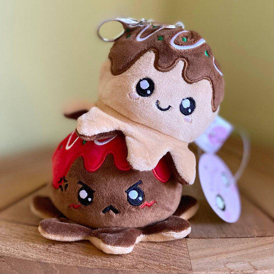 Reversible Octopus Snack Takoyaki Plush Keychain