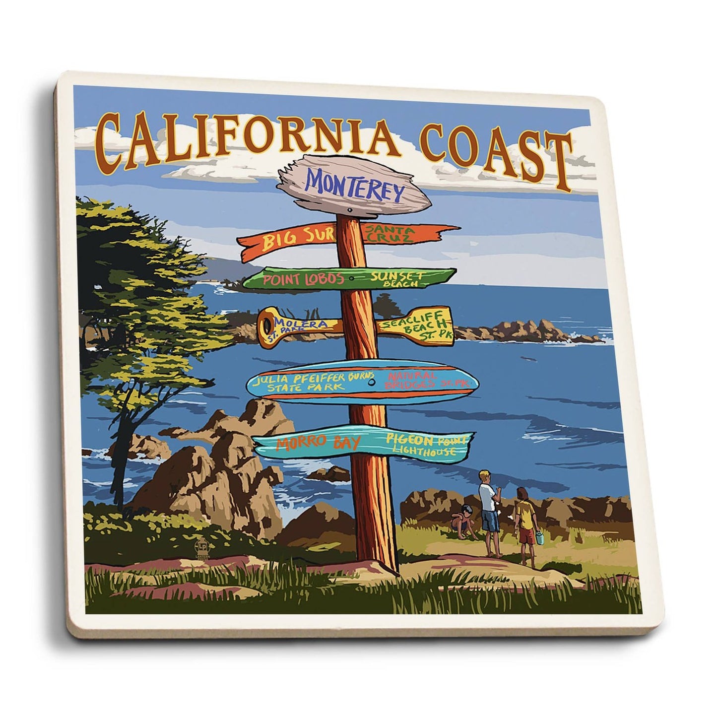 Ceramic Coaster Monterey, California, Destinations Sign