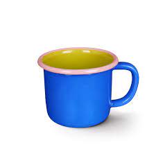 Colorama Large Mug Electric Blue and Chartreuse with Soft Pink Rim